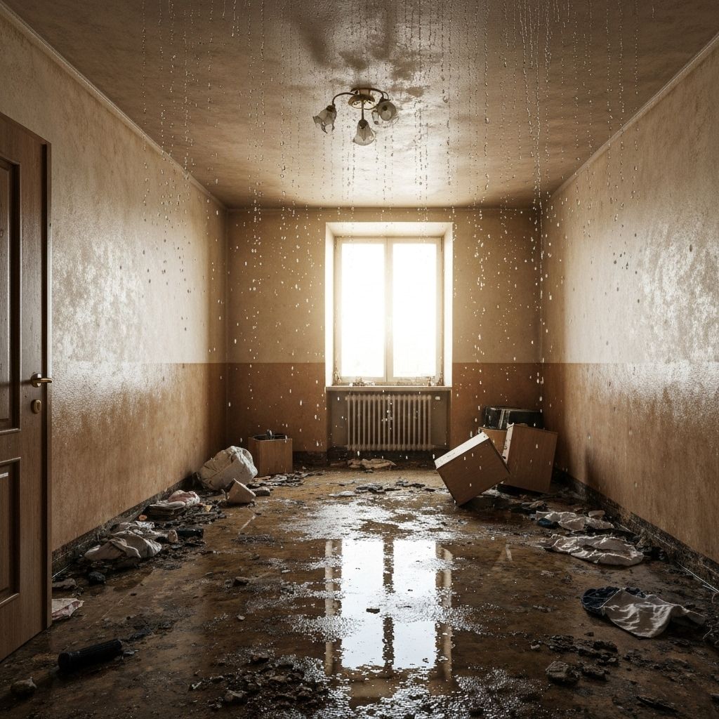 Flooded room with water damage